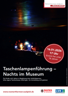 Plakat für eine Tschenlampenführung im Museum